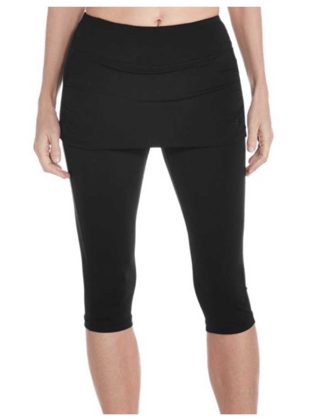 Coolibar Shorebreak Skirted Swim Capris Pants Sz  L UPF 50 Swimming Black UPS